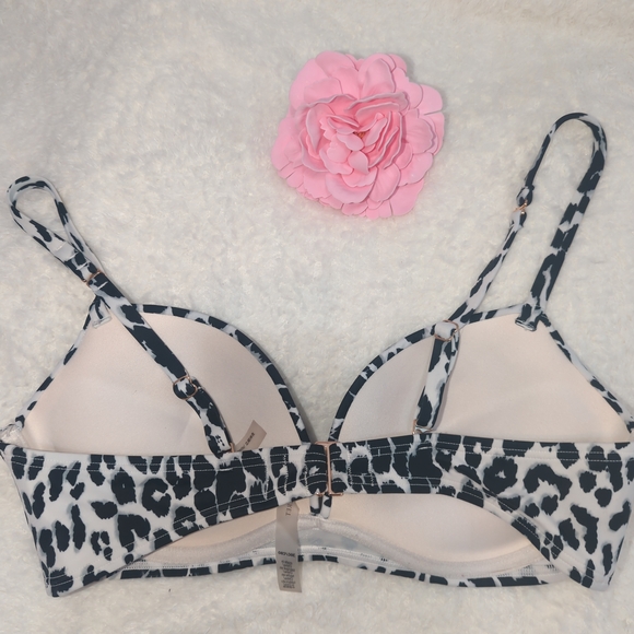 Victoria's Secret Black and White Bikini Leopard 36 C Push Up Top Sexy Swimwear - Picture 3 of 3